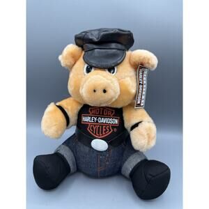 Harley Davidson Plush Pig Biker Stuffed Animal Motorcycle Toy 10”